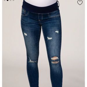 PinkBlush Blue Distressed Maternity Jeans